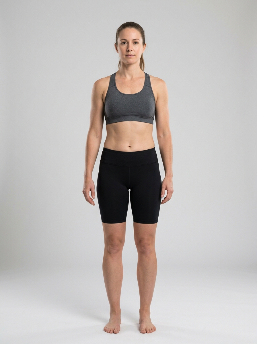 About 22% body fat on a woman — fit: a flat, toned stomach with subtle muscle tone and natural curves.